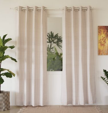 Customizable Curtain, Panama Weave Cotton – Creamy white