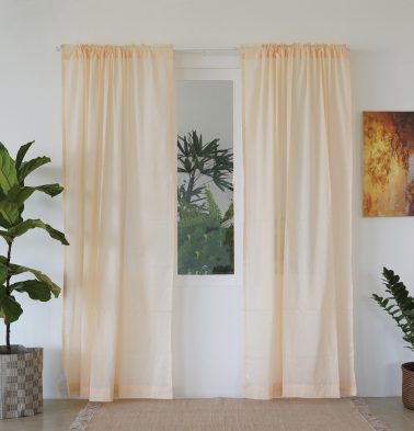 Customizable Sheer Curtain, Slub Cotton – Tapioca Beige