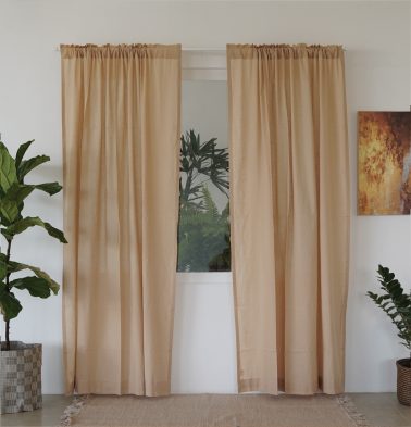 Customizable Sheer Curtain, Slub Cotton – Pebble Beige