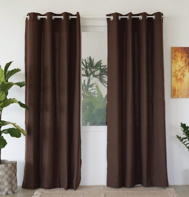Solid Cotton Curtain Cocoa Brown