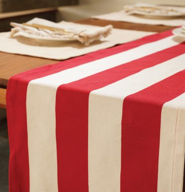 Cabana Stripes Cotton Table Runner Red/White