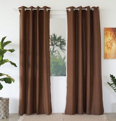 Chambray Cotton Curtain Bison Brown