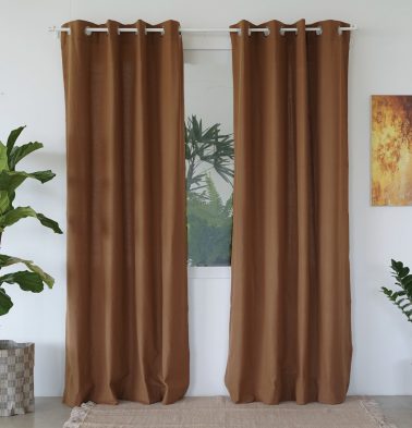 Solid Cotton Curtain Tan Brown