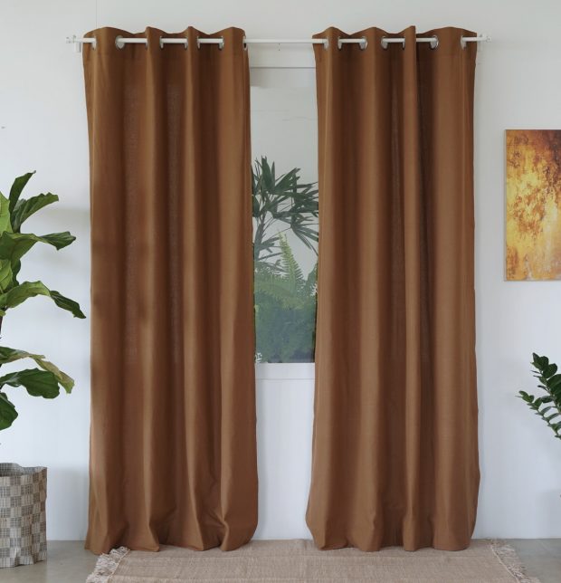 Customizable Curtain, Solid Cotton - Tan Brown