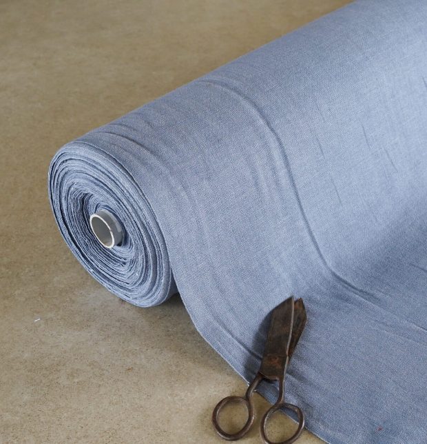 Chambray Cotton Curtain Tempest Blue