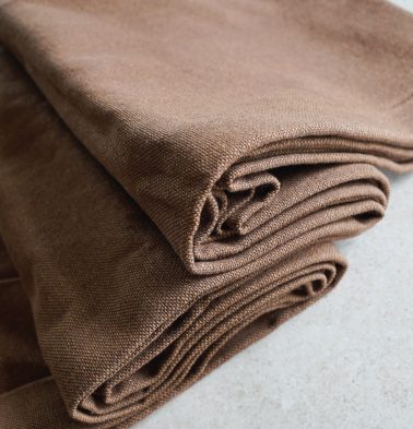 Chambray Cotton Fabric Bison Brown