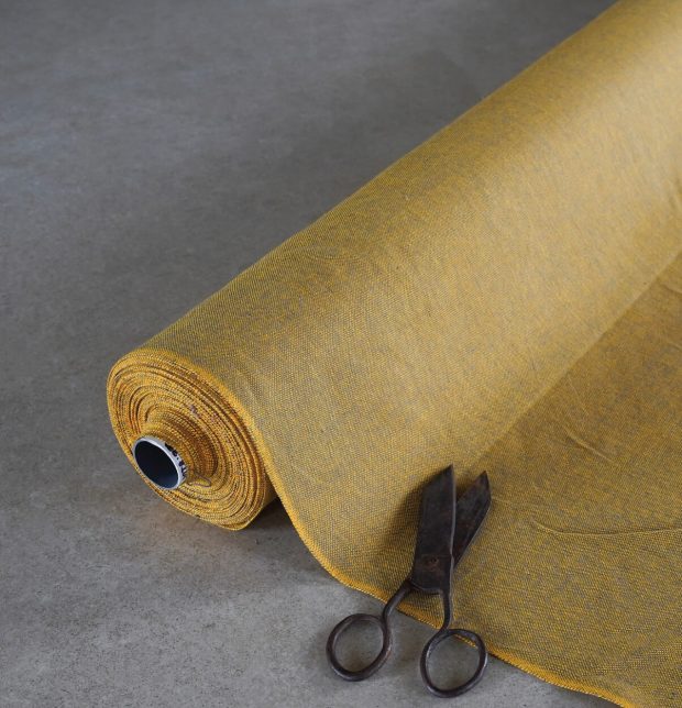 Chambray Cotton Curtain Cornsilk Yellow/Grey