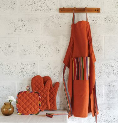 Chambray Cotton Kitchen Essentials Combo Apricot Orange