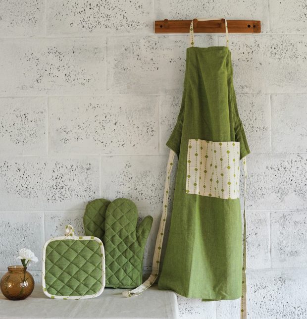 Chambray Cotton Kitchen Essentials Combo Fern Green