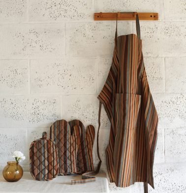 Stripes Cotton Kitchen Essentials Combo Brown