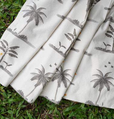 Nirvaanya Cotton Fabric – Coconut tree – Birch Beige