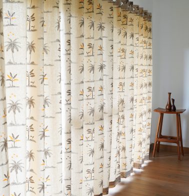 Nirvaanya Cotton Curtain – Coconut tree – Birch Beige