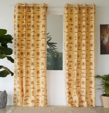 Customizable Curtain, Cotton – Nirvaanya Coconut Tree- Golden Fleece