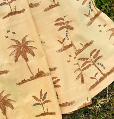 Nirvaanya Cotton Fabric – Coconut tree – Golden Fleece