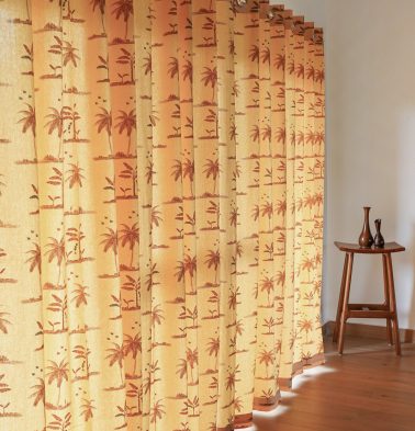 Nirvaanya Cotton Curtain – Coconut tree – Golden Fleece