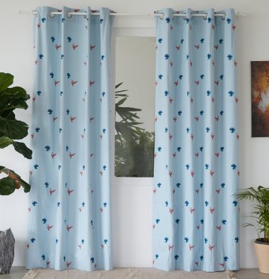 Customizable Curtain, Cotton – Nirvaanya Sparrow – Baby Blue