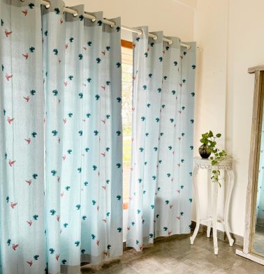 Nirvaanya Cotton Curtain – Sparrow – Baby Blue