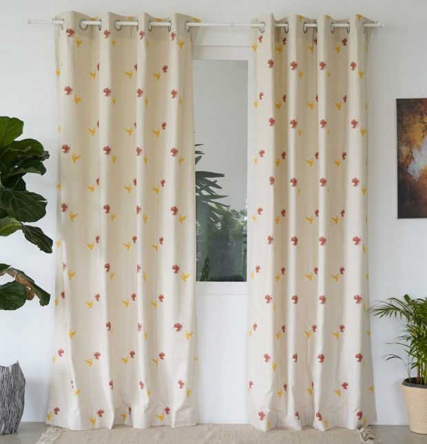 Nirvaanya Cotton Curtain - Sparrow - Birch Beige