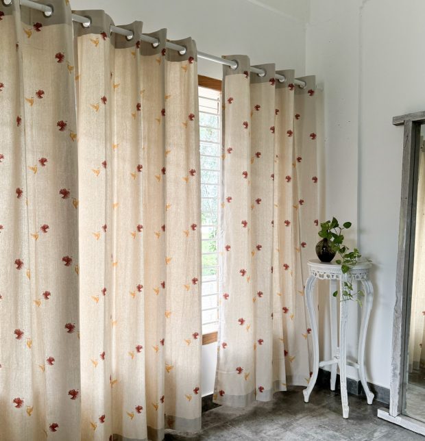 Customizable Curtain, Cotton - Nirvaanya Sparrow - Birch Beige