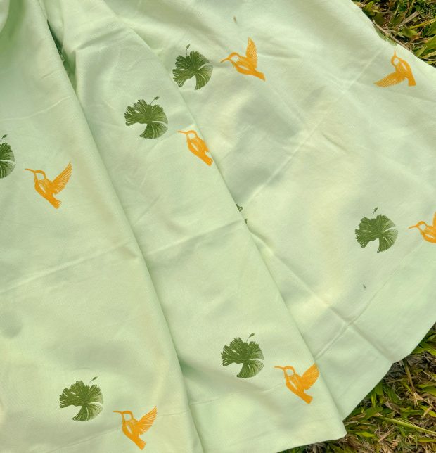 Nirvaanya Cotton Fabric - Sparrow - Seaform Green