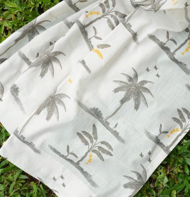 Nirvaanya Slub Sheer Cotton Fabric – Coconut tree – Birch Beige