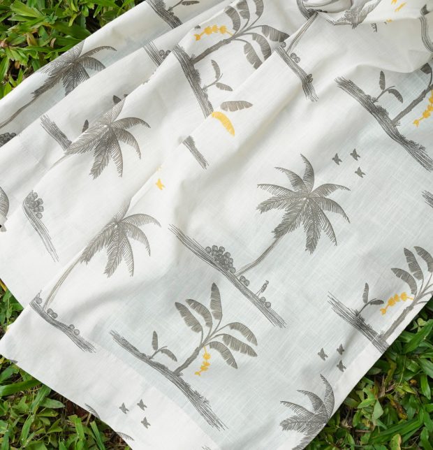 Nirvaanya Slub Sheer Cotton Fabric - Coconut tree - Birch Beige