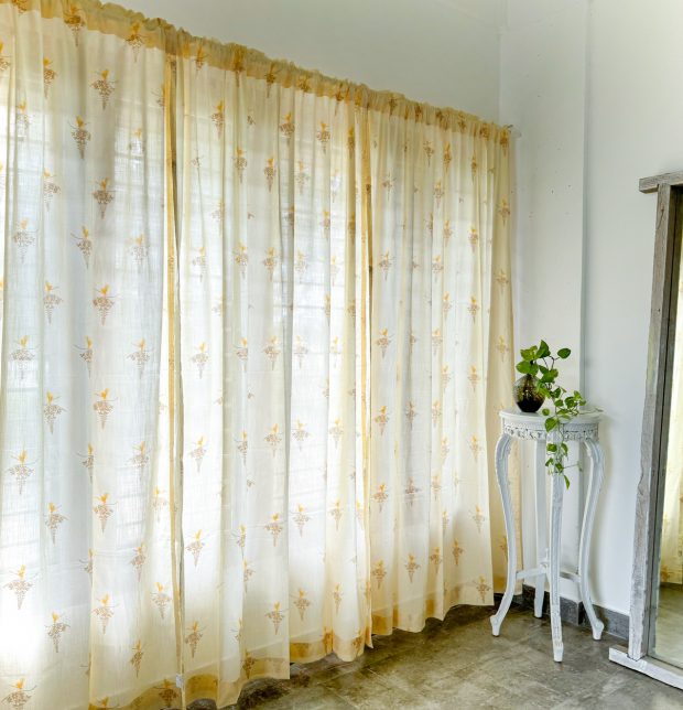 Nirvaanya Slub Sheer Cotton Curtain - Konna - Almond