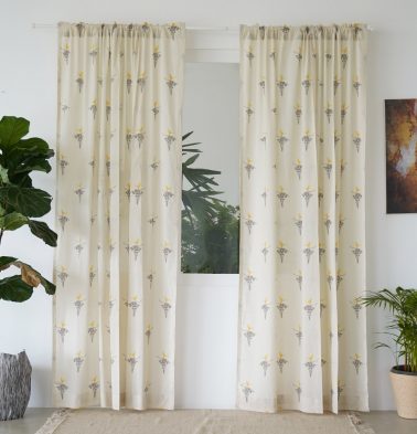 Customizable Slub Sheer Curtain, Cotton – Nirvaanya Konna- Birch Beige