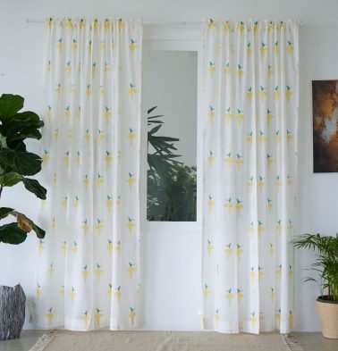 Customizable Slub Sheer Curtain, Cotton – Nirvaanya Konna- White