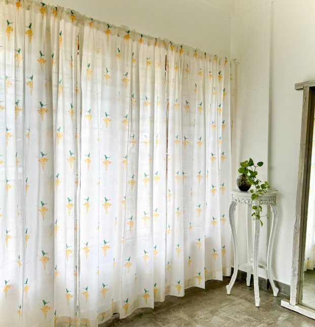 Customizable Slub Sheer Curtain, Cotton - Nirvaanya Konna- White