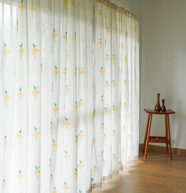 Customizable Slub Sheer Curtain, Cotton - Nirvaanya Konna- White