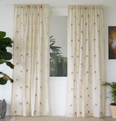 Customizable Slub Sheer Curtain, Cotton – Nirvaanya Sparrow – Birch Beige