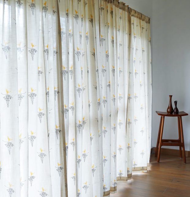 Customizable Slub Sheer Curtain, Cotton - Nirvaanya Konna- Birch Beige