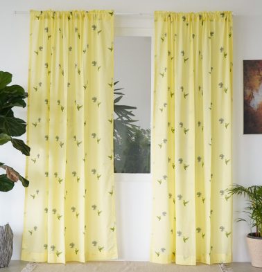 Customizable Slub Sheer Curtain, Cotton – Nirvaanya Sparrow – Popcorn Yellow