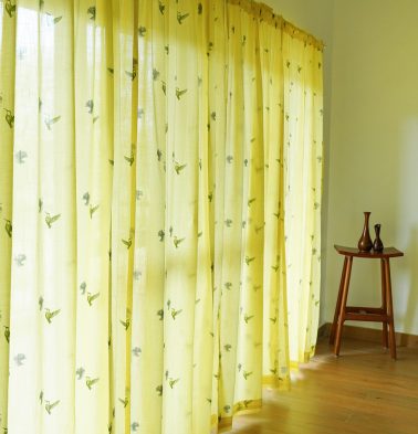 Nirvaanya Slub Sheer Cotton Curtain – Sparrow – Popcorn Yellow