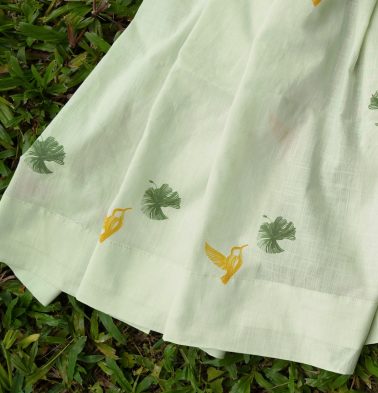 Nirvaanya Slub Sheer Cotton Fabric – Sparrow -Seaform Green