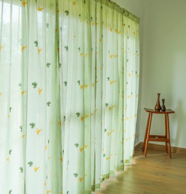 Nirvaanya Slub Sheer Cotton Curtain – Sparrow -Seaform Green