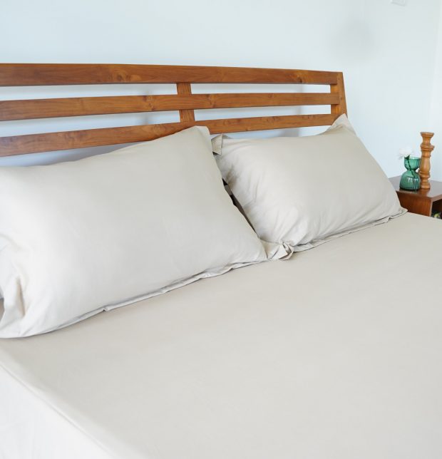 Solid Cotton Beige- Fitted Bedsheet