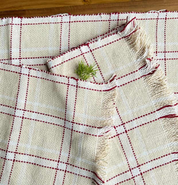 Broad Checks Cotton Table Runner Beige