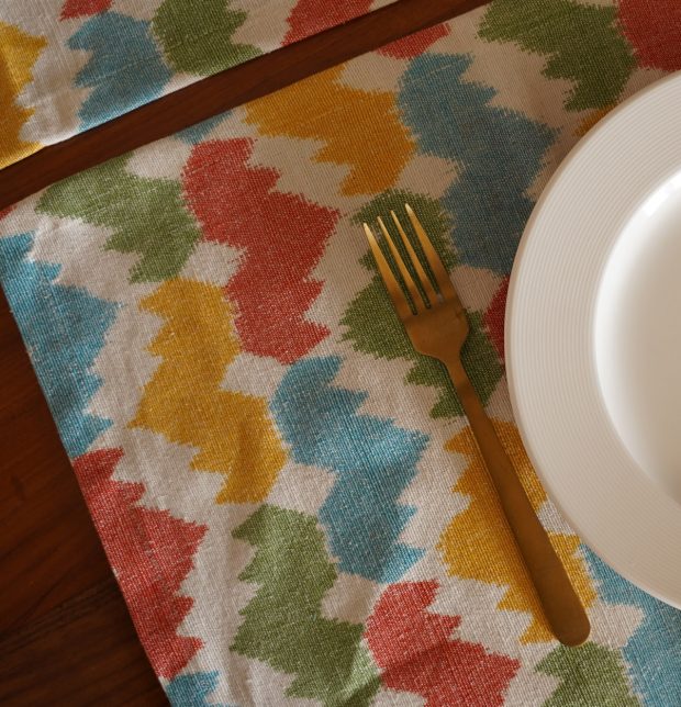 Ikat Vibrant Crown Handwoven Cotton Tablemats  - Set of 6