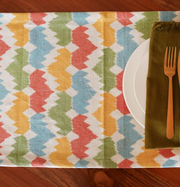 Ikat Vibrant Crown Handwoven Cotton Table Runner