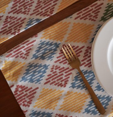 Ikat Vibrant Diamond Handwoven Cotton Tablemats  – Set of 6