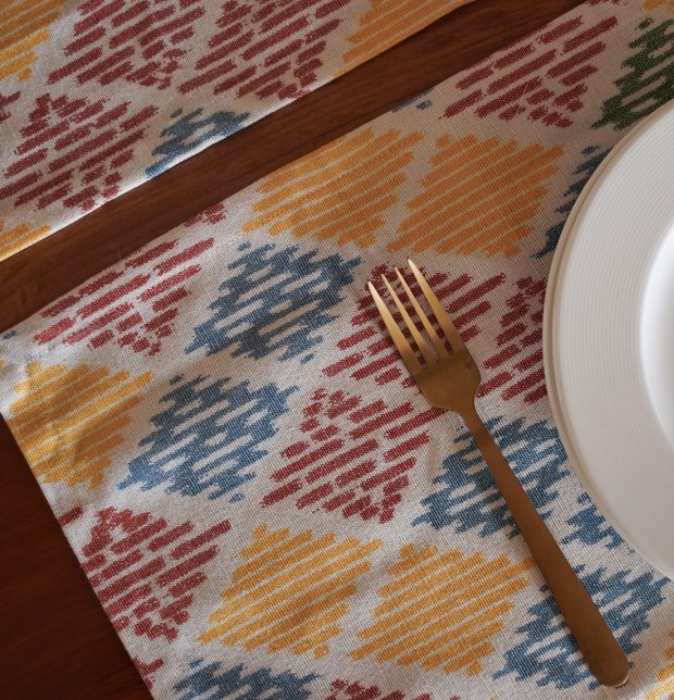 Ikat Vibrant Diamond Handwoven Cotton Tablemats  - Set of 6