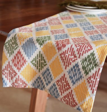 Ikat Vibrant Diamond Handwoven Cotton Table Runner