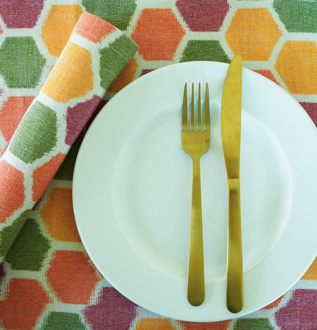 Ikat Vibrant Hexagon Handwoven Cotton Table Runner