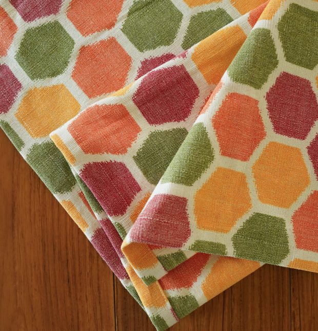 Ikat Vibrant Hexagon Handwoven Cotton Table Runner