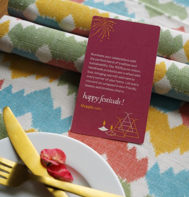 Ikat Vibrant Crown Table Runner & Napkin Set – Gift Bag