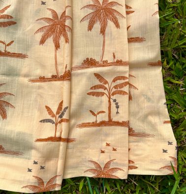 Nirvaanya Slub Sheer Cotton Fabric – Coconut tree -Golden Fleece