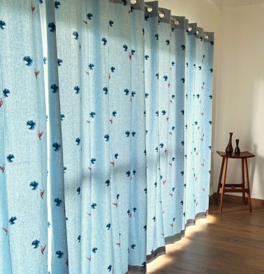 Nirvaanya Cotton Curtain – Sparrow – Baby Blue