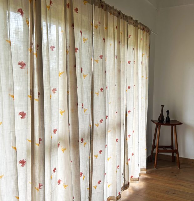 Customizable Slub Sheer Curtain, Cotton - Nirvaanya Sparrow - Birch Beige